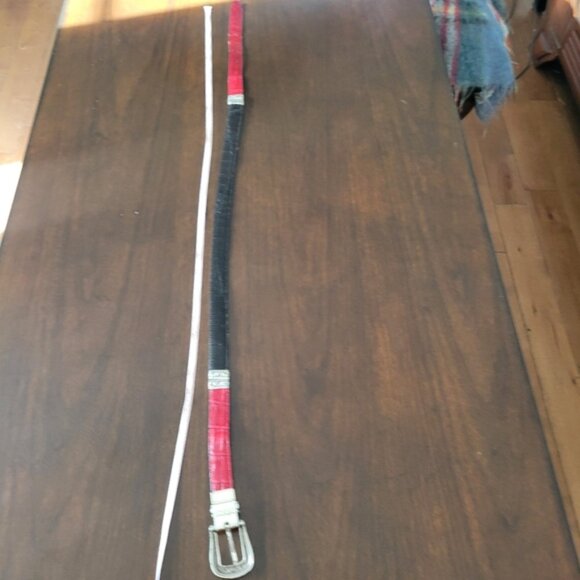 Brighton Reversible Black Red Leather Belt with Ornate Silver Buckle Size Large - Picture 7 of 8